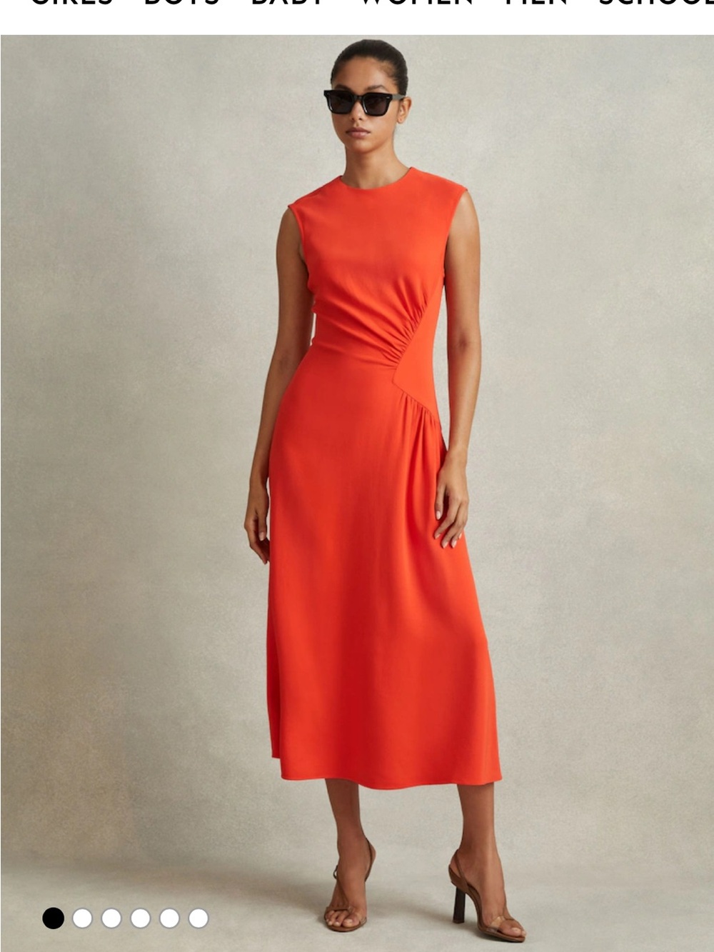 Reiss stacey ruched waist Orange Sleeveless Mid 151/2” p2p p 49” tb2bttm